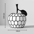 Esculturas Decorativas Frutas Listradas – Maçã e Abacaxi em Resina Minimalista Preto e Branco